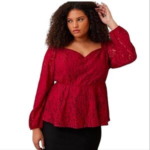 NWT Torrid Peplum Lace Puff Sleeve Size 1X / 14-16